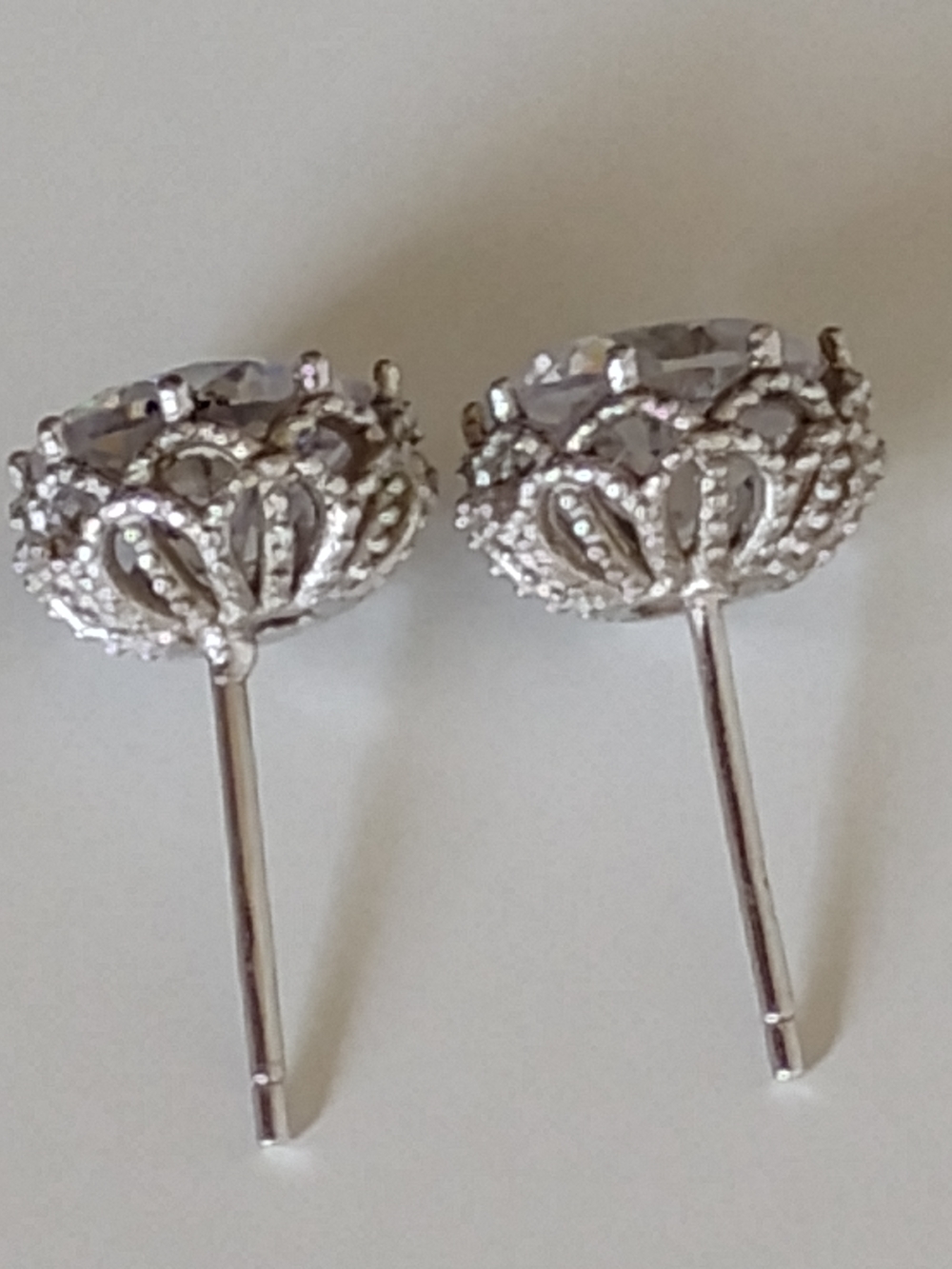 Elegant Silver 925 Crystal Crown Stud Earrings